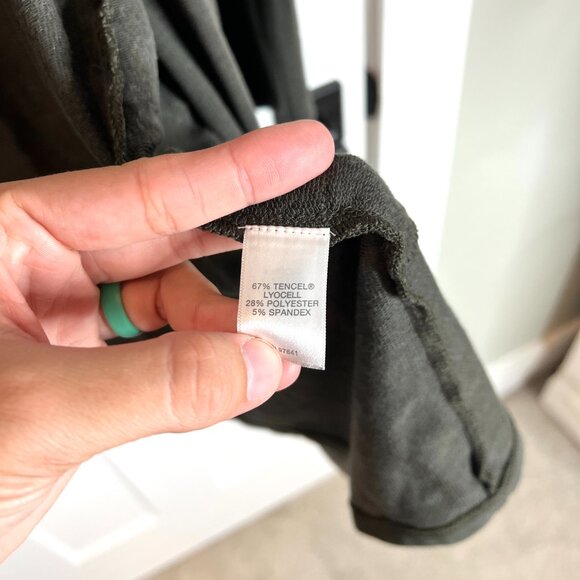 Pure Jill Luxe Tencel Olive Green Long-Lined Open Front Waterfall Cardigan Sz XL - Picture 3 of 4